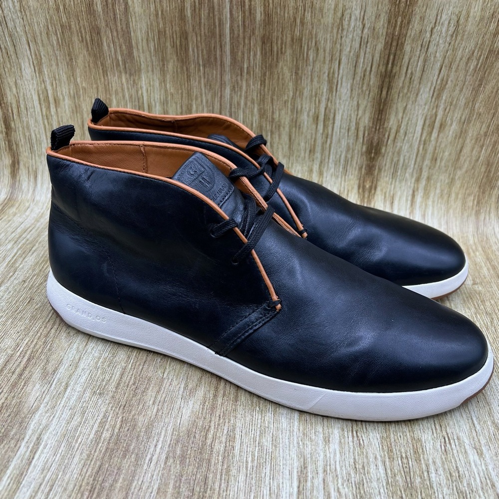 Cole Haan GrandPro Chukka‎ Boots Men's Size 13 M Black White Leather C24789